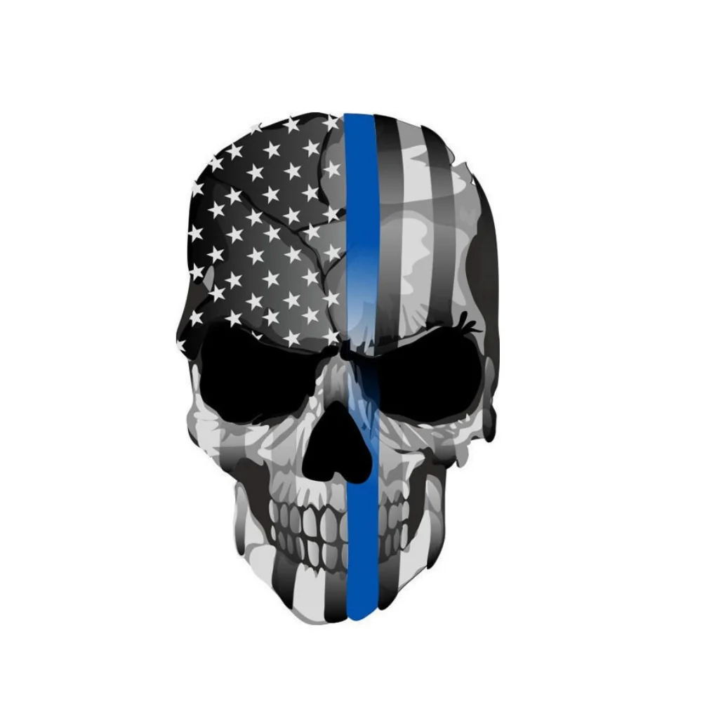 

3D Personalized Stickers Decal 5.9 x4.33Inch Cool Punisher Skull With US Flag Reflective Stickers for Auto Trucks Cars Laptop