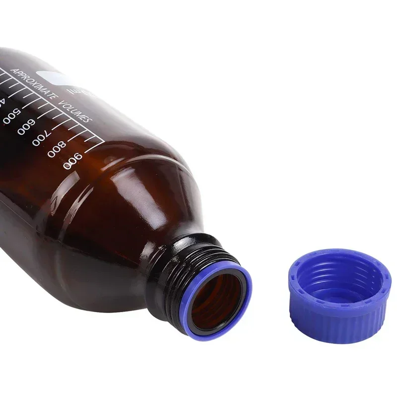 1Pcs 25ml-1000ml Non-High Borosilicon Round Glass Media Storage Bottles with Blue GL45 Screw Caps For Lab Water Reagent Liquids