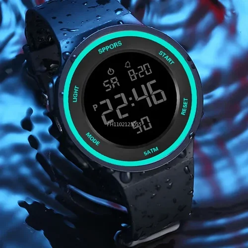 Imagen 1 del producto Relojes LED impermeables para hombres, deportes al aire libre, reloj de pulsera Digital LED con alarma de cuarzo para hombres, reloj electrónico de moda