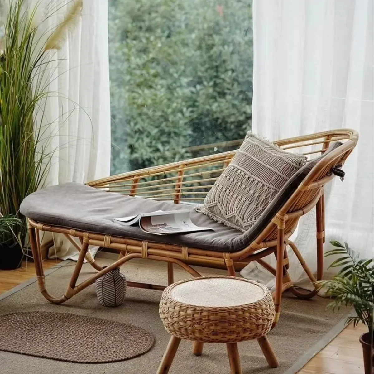 Princess recliner rattan  household rattan outdoor balcony nap  backrest lazy leisure sofa lazy recliner
