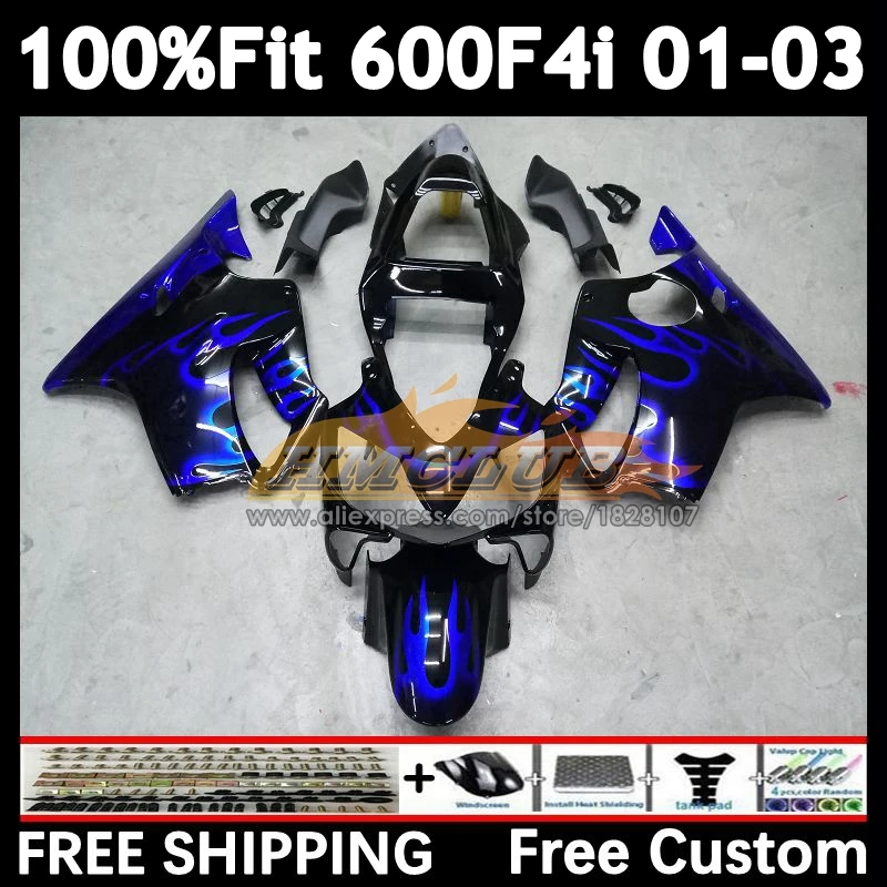 OEM Fairing For HONDA CBR 600 600F4i blue flames CBR600FS 52No.2 CBR600 F4i 01 02 03 CBR600F4i 2001 2002 2003 Injection Bodys