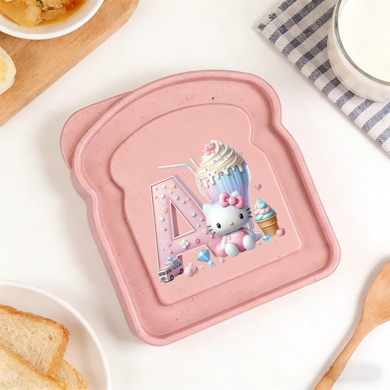 

HelloKitty Girl Sandwich Containers Sanrio Lunch Box Storage Box with Lid Portable Food Storage Case Kawaii Microwave Lunch Case