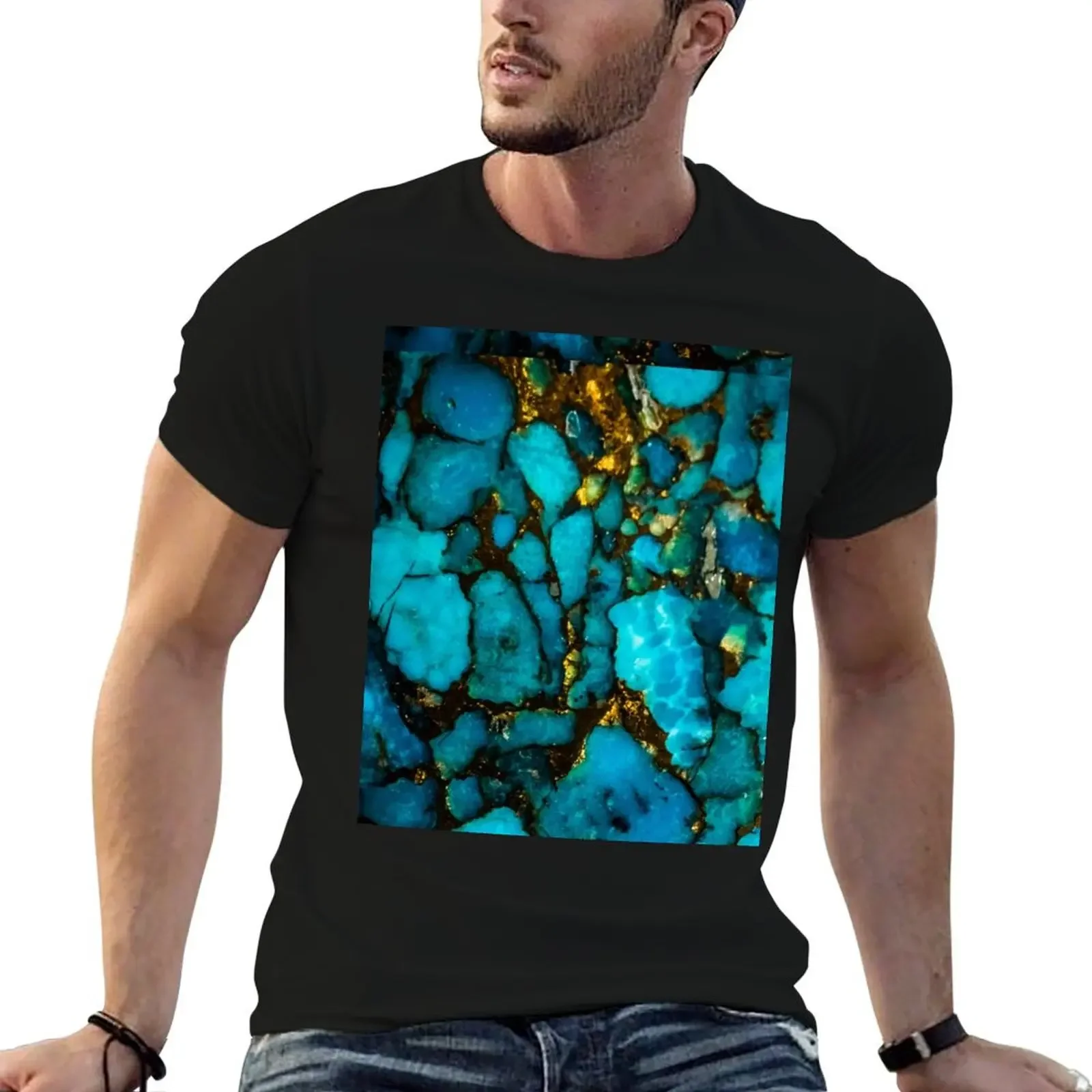 Turquoise gemstone close up T-Shirt anime figures man clothes graphic t shirt vintage mens funny t shirts