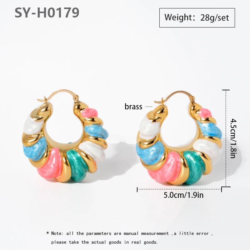 Colorful enamel dripping glaze Korean fashion hoop Earrings Pendants Women\'s retro jewelry Luxury Pendientes Trend earrings