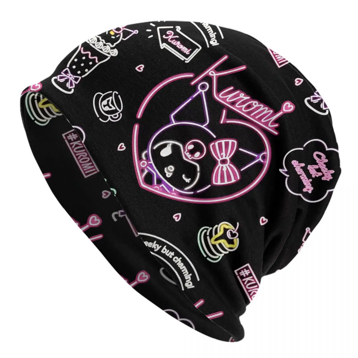 

Kuromi Cartoon Bonnet Hats Fashion Outdoor Skullies Beanies Hats Unisex Warm Multifunction Cap