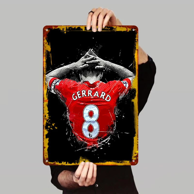 Gerrard Number 8 Back View Iron Painting Football Star Decor Liverpool FC Fan Gift