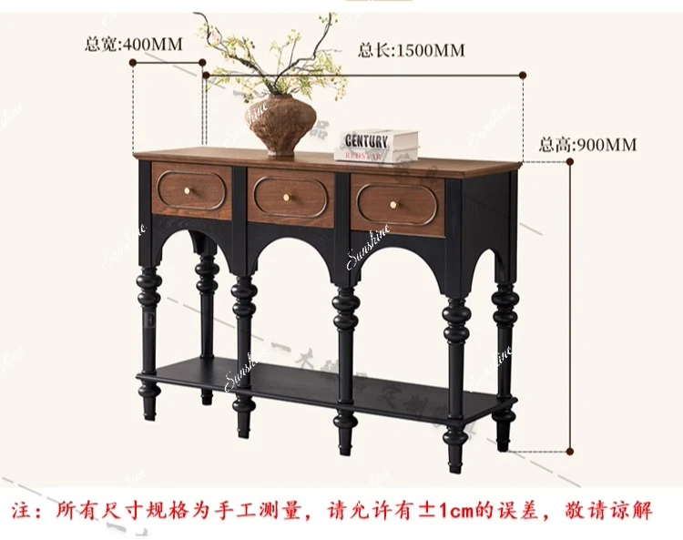 American light luxury solid wood dining side cabinet, medieval two-color decorative cabinet