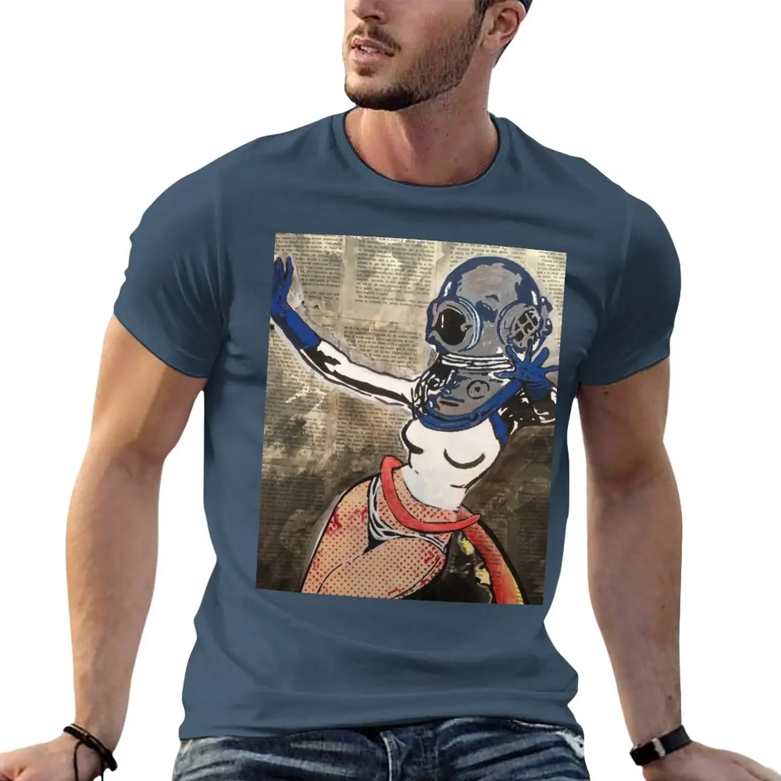 Deep Diving girl and octopus | Pop art | Street-art aesthetics T-Shirt vintage clothes blacks tees mens funny t shirts