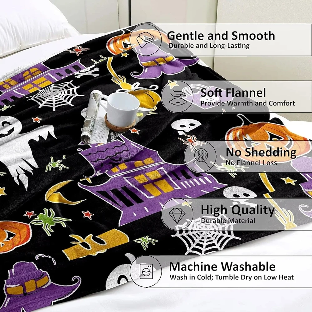 Halloween Glowing Blanket Nightlight Velvet Unicorn Nap Blankets Dinosaur Glowing Blankets Football Velvet Gifts