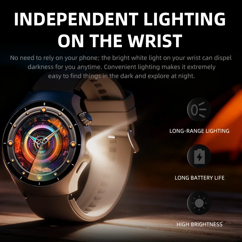 ساعة ذكية Howear HW8 Pro للرجال مع مصباح يدوي للتدليك الصوتي، رد NFC Sport Bluetooth Call Music، تحكم في الفيديو القصير 300 مللي أمبير في الساعة