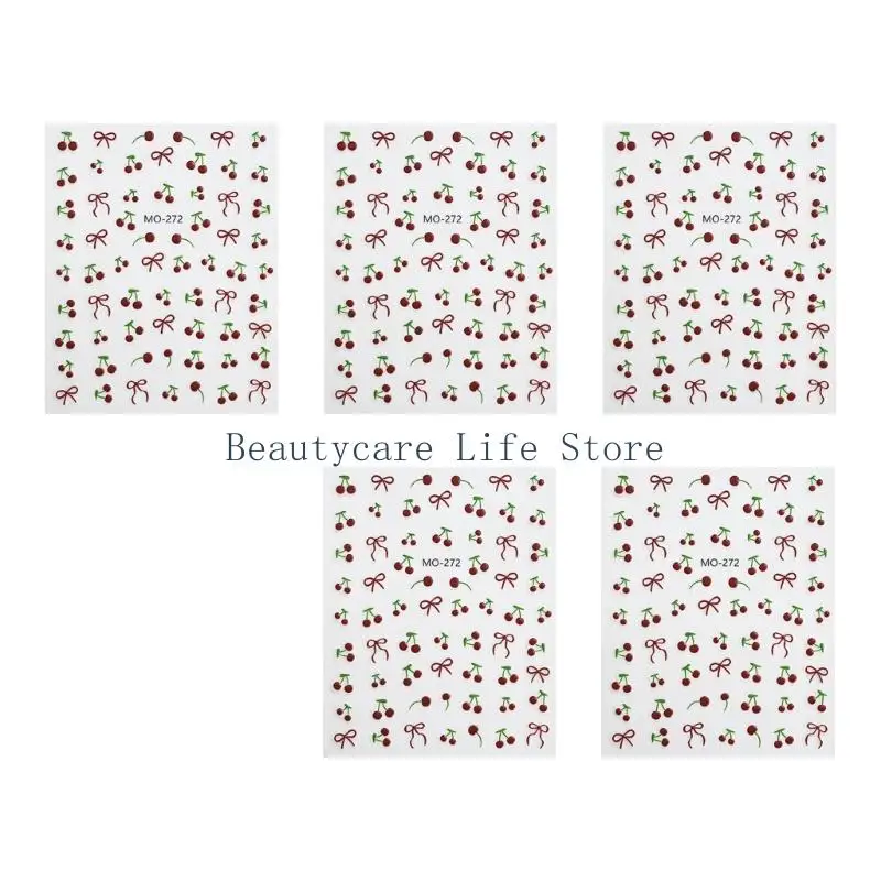 652c 5pcs pegatinas uñas verano 5 obras arte frutas calcomanías uñas fáciles e instantáneamente aplicar