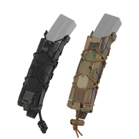 Tactical Open Pistol Magazine Pouch MP5 MP7 Mag Pouch 9mm .45 Long Mag Holder Bag MOLLE 500D Nylon Polymer Side Pane