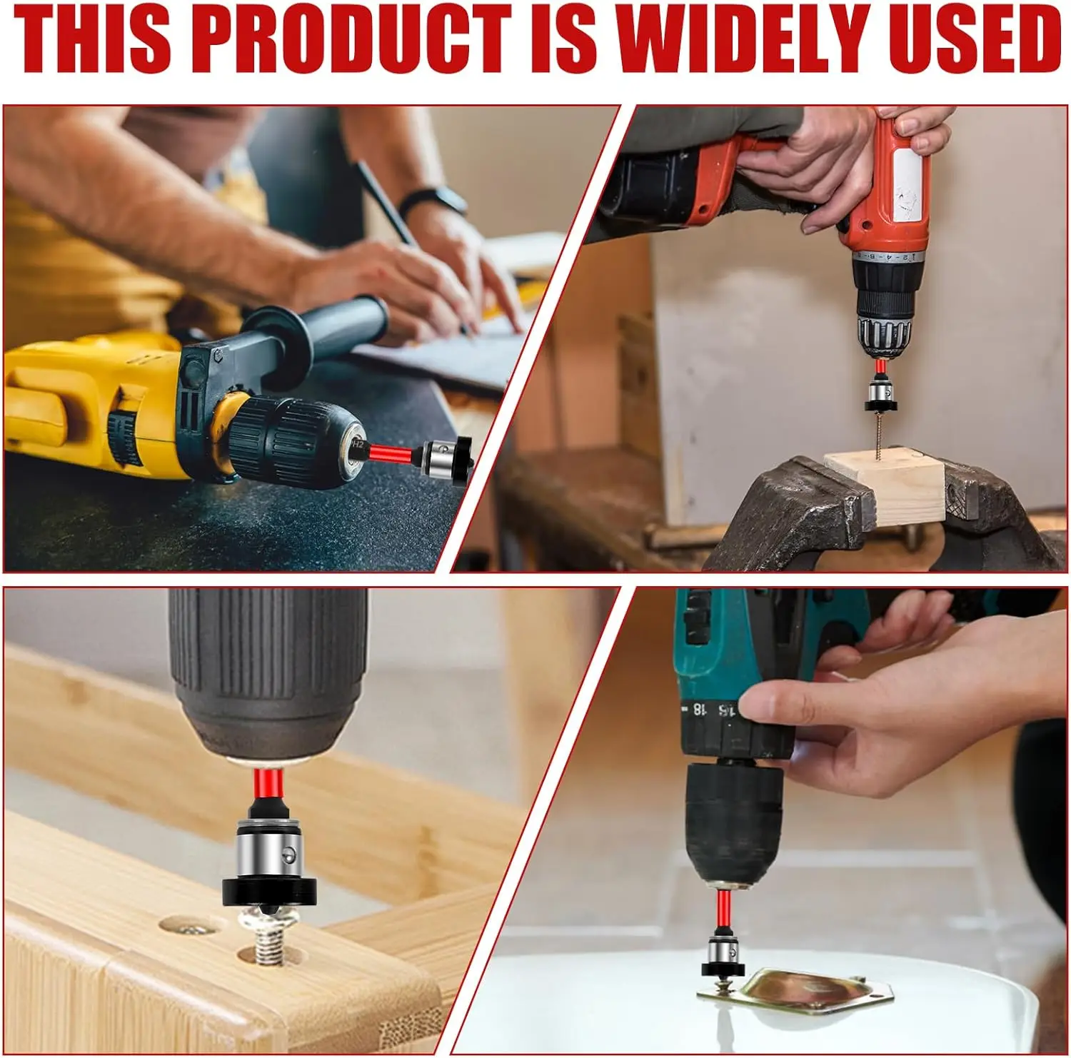 Magnetic Drywall Screw Setter Bits – Adjustable Depth PH2 Positioning Bits with Removable Aluminum Collar, S2 Steel Hex Shank