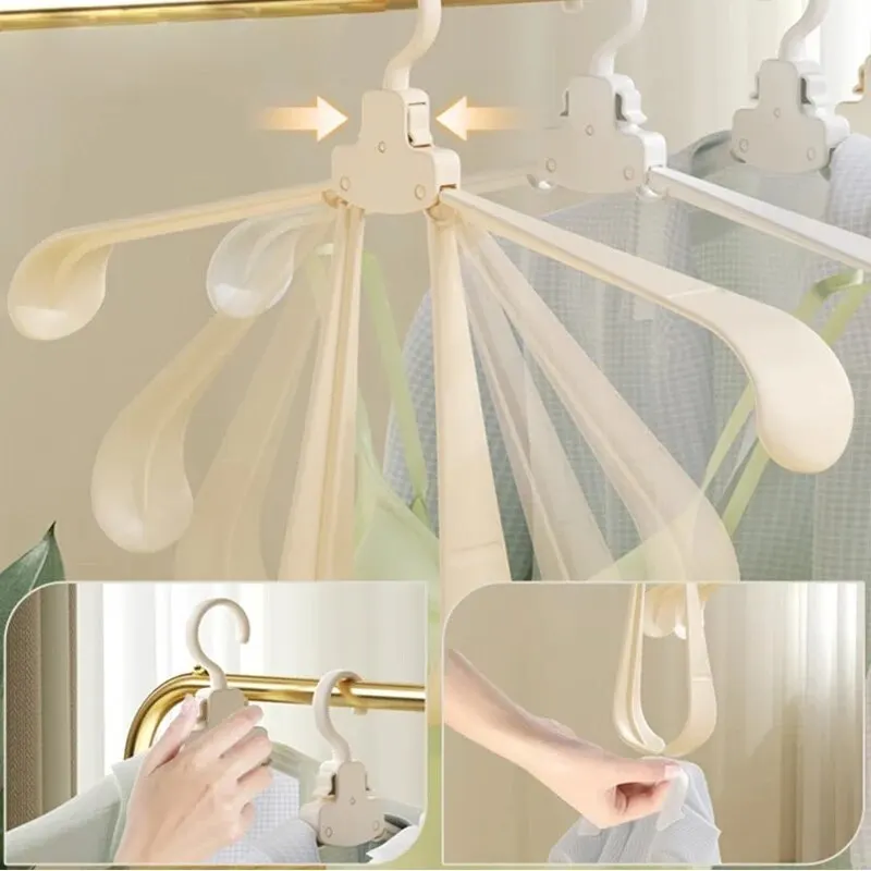 5PCS Folding Hanger Multi-functional Plastic Household Portable Clothes Hangers No Trace Wide Shoulder Clothes Rack Thick