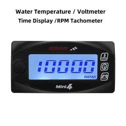 Voltímetro de temperatura del agua para motocicletas, pantalla de tiempo, tacómetro de RPM, Mini KOSO 4 en 1, accesorios de instrumentos digitales modificados LED