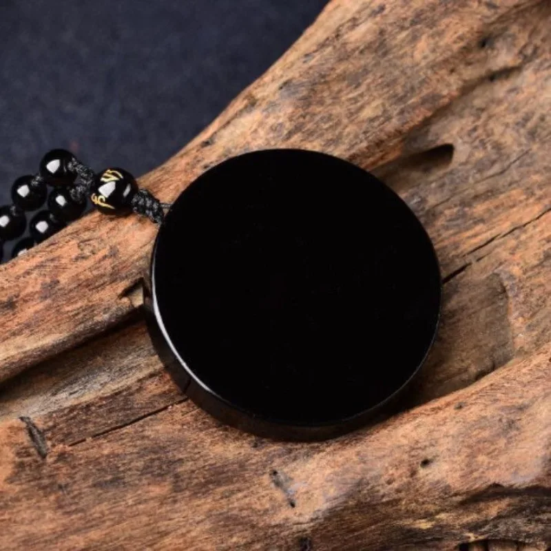 

Natural Obsidian No Matter Card Pendant Boys and Girls Necklace Pendant No Word Card