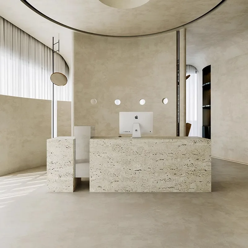 Reception Counter Cosmetics Small Table Reception Beautician Counter Desk Shops Travertine Receptionist Desk Office Furniture