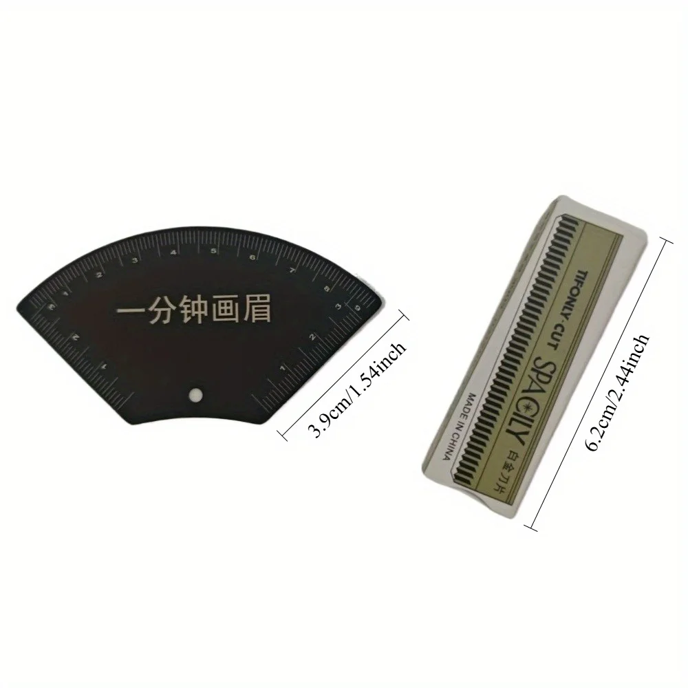 1개 눈썹 매핑 도구 눈썹 각도 측정 및 전송, 10P 눈썹 면도기 포함 초보자용 무전원 메이크업 보조 도구