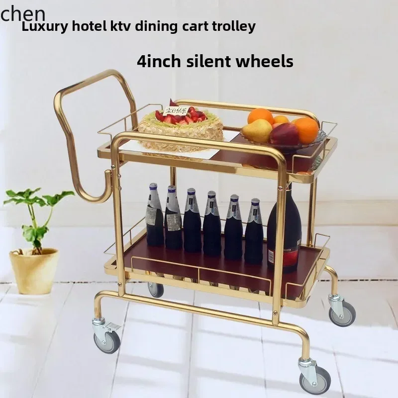 DSAHotel Three-layer Dining Cart Commercial Food Delivery Handcart KTV Mobile Service Cart