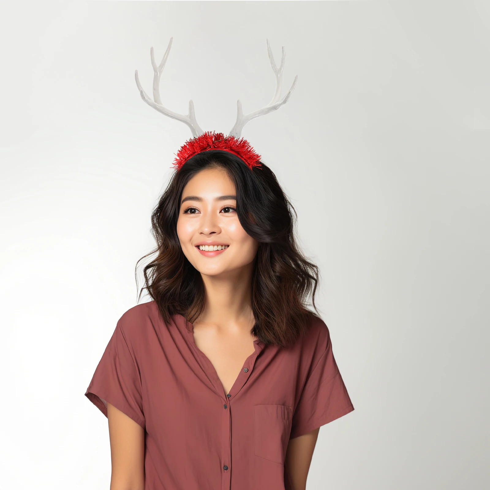 

1Pair White Deer Antlers Realistic 25cm Christmas Cosplay Props Holiday Decorations Photography Headband Accessories