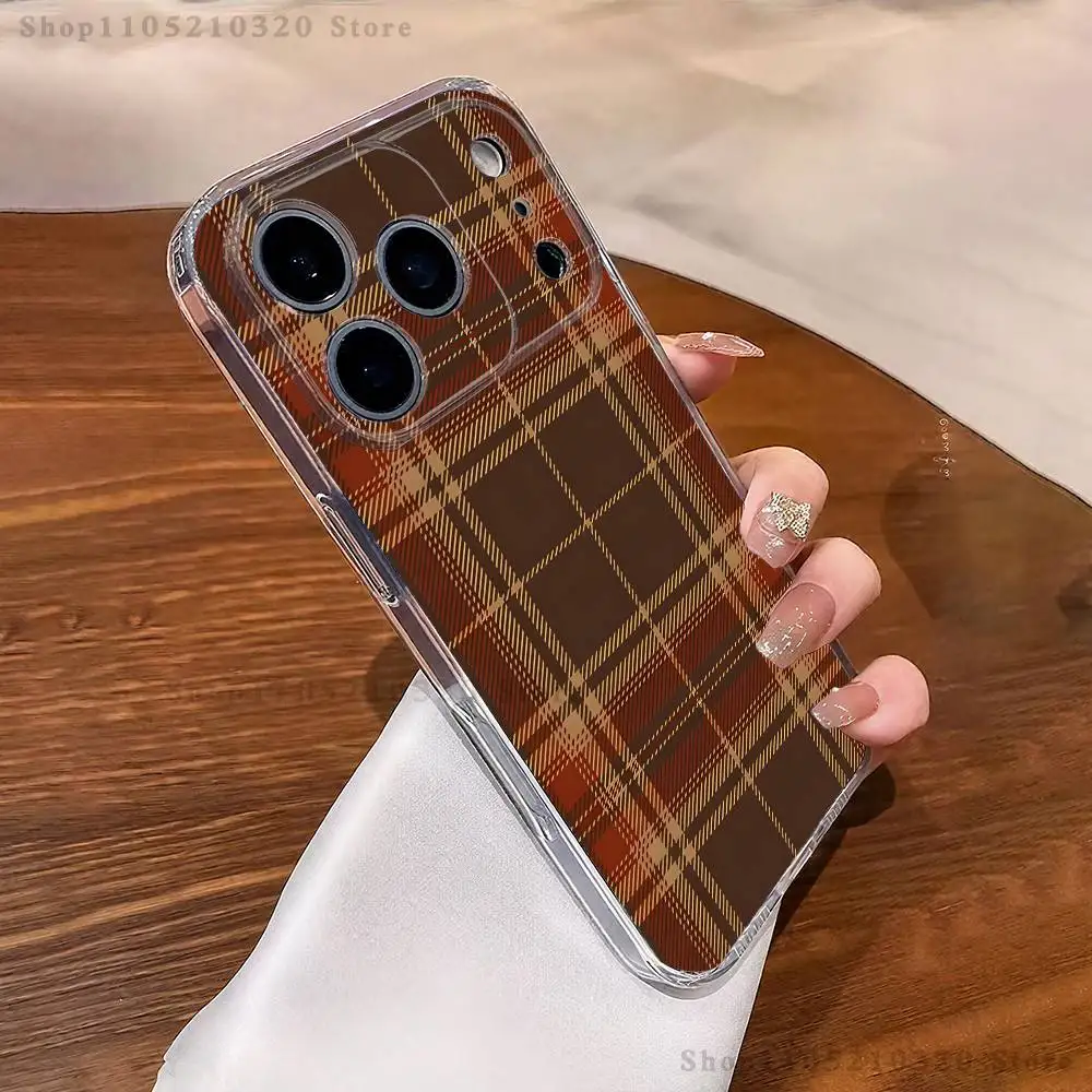 حافظة هاتف من القماش المنقوش الاسكتلندي لهاتف آيفون 17,16,11,15,13,14,12,Air,Mini,Plus,Pro,Max,Plus,E غلاف ناعم شفاف #5