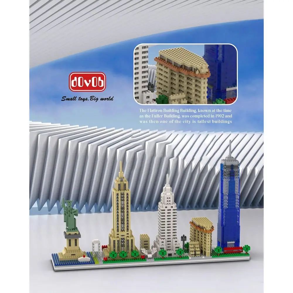 Kit di costruzione micro mini blocchi New York Skyline, 3048 pezzi, modello puzzle 3D per bambini e adulti