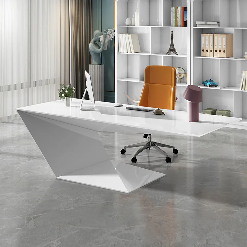 

HYS light luxury paint boss desk modern simple manager supervisor desk reception table and chair combination