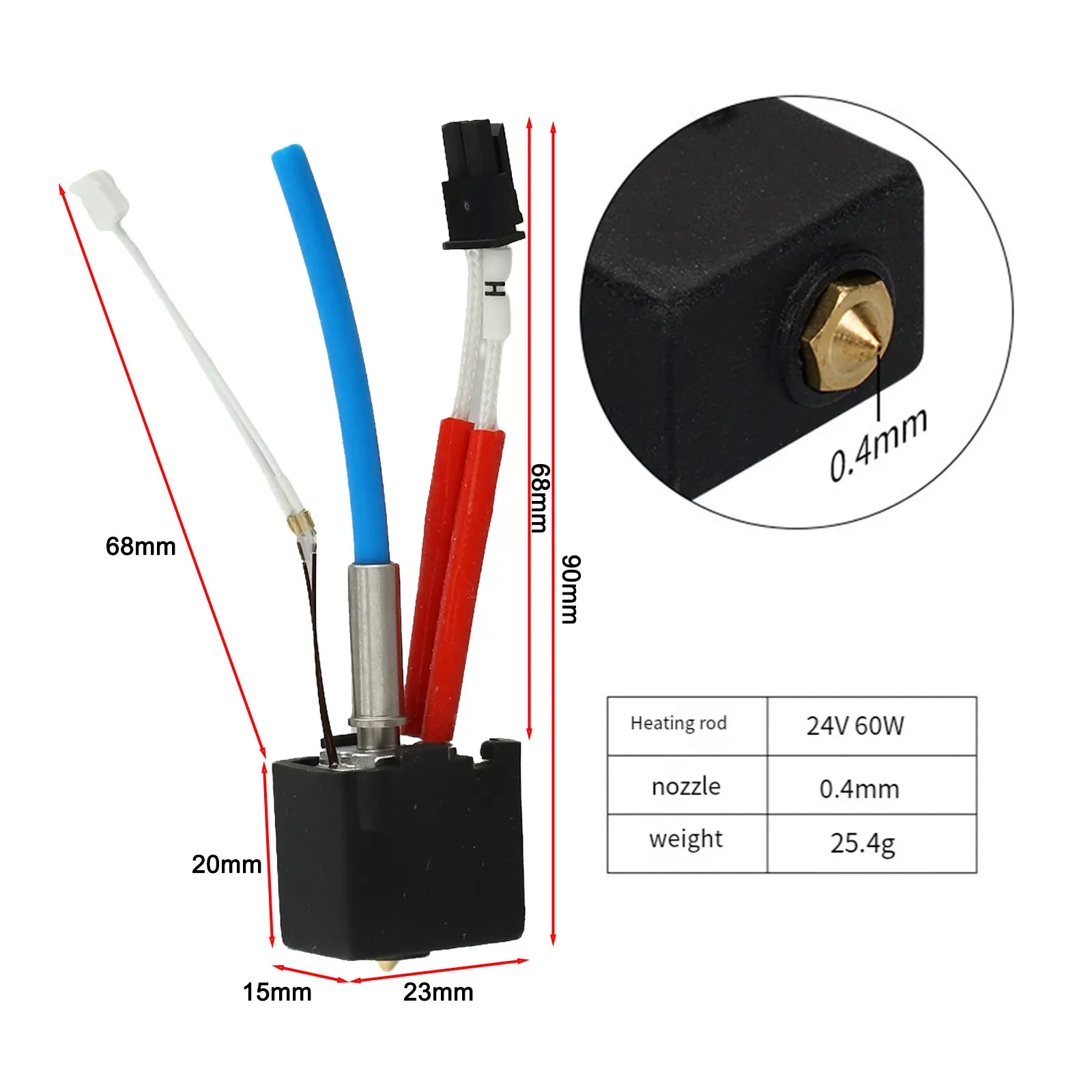 For 3D Printing Thermistor Kit Extruder Kit 3D Printing Projects 23*15*20mm Filament Compatibility 1.75mm Filament Compatibility