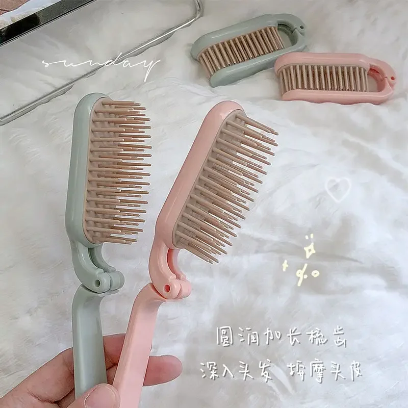 Petite brosse à cheveux pliante portable pour enfants et filles, peigne à coussin d'air, série de documents solides, simplicité, mignon, petit, bébé, 1 pièce