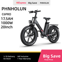 PHNHOLUN C6pro Adults City Electric Biker 1000W 20-Inch Fat Tire All-Terrain Electric Bicycle 48V 17.5Ah Battery,Off-road E-bike