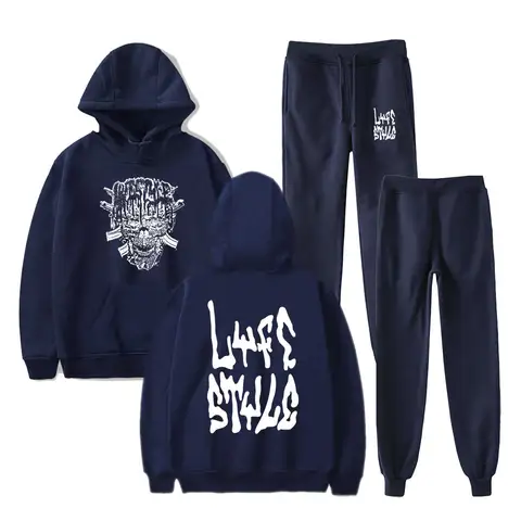 Yeat Lyfestyle 후드 투피스 세트, 빈티지 맨투맨, 립 힙합 풀오버, 남녀 세트