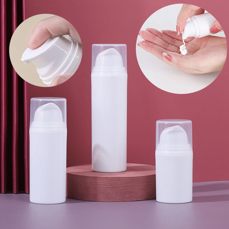 15/30/50ml Portable White Empty Airless Pump Bottles Mini Lotion Vacuum Cosmetic Container Women Makeup Travel Emulsion Bottle