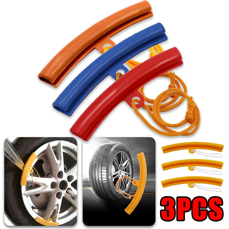 3pcs Car Wheel Guard Rim Protectors Motorcycle Tire Changing Steel Ring Protective Sleeves Tyre Wheel Rim Edge Protection Cover