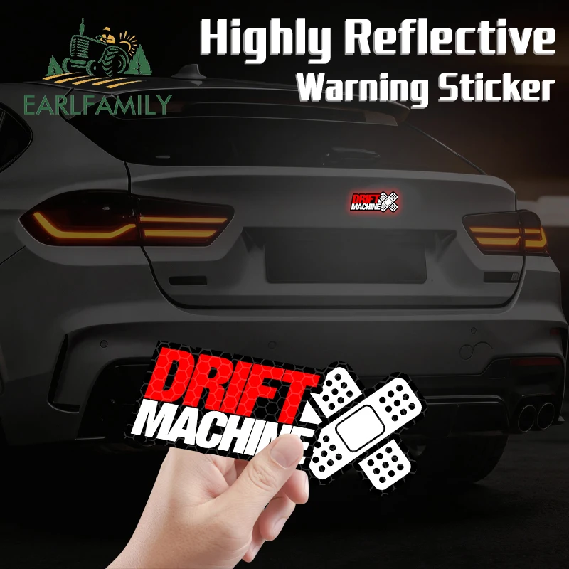 EARLFAMILY Reflective Drift Machine Red Bandage Cartoon Car Stickers Scratch-Proof Decal Bumper Waterproof VAN Graphics Decor