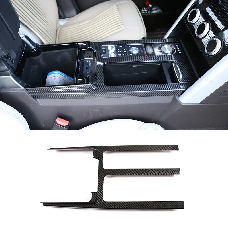 Car Accessory Center Console Protection Panel Cover Trim For Land Rover Discovery 5 LR5 L462 2017-2018 Real Carbon Fiber 1 Pcs