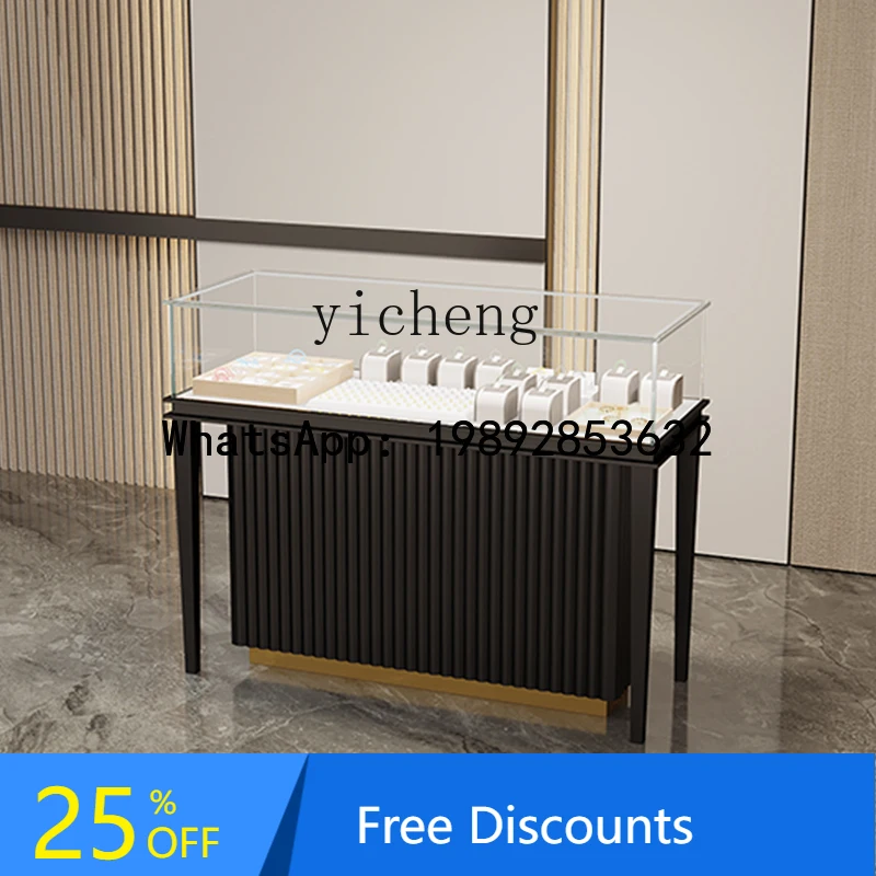 

stainless steel light luxury jewelry glass display case gold and silver jewelry display stand