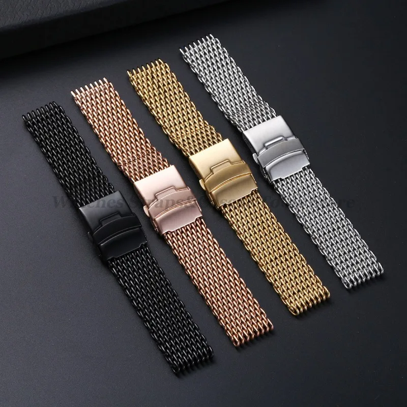 Shark Watch Strap 4.0mm Thickness for Seiko for Omega 18mm 20mm 22mm 24mm Mesh Solid Steel Strap Sport Diving Luxury Watch Strap