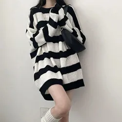 Sweater Dress Women Long Sleeve O Neck Knitted Pullover Dress Soft Warm Solid Color Oversize Bodycon Jumper Female Dress