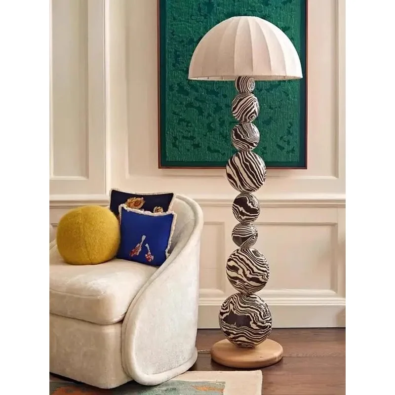 

Medieval Zebra Floor Lamps Living Room Sofa Bedroom Villa Office Study Creative Hand Painted Art Ball Decoration Standing Lights