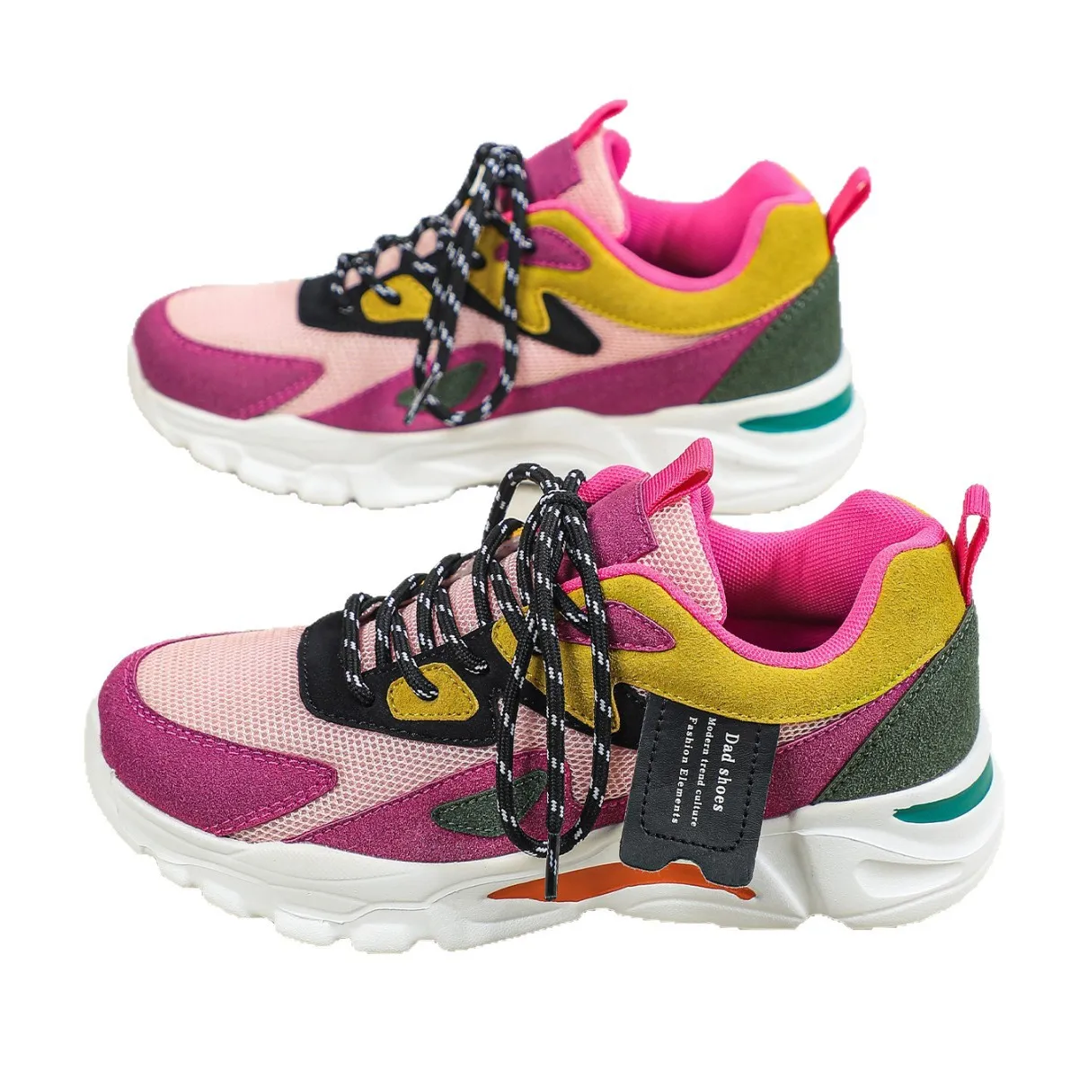 Women Mesh Breathable Chunky Sneakers Men's Fashion Platform Sports Shoes Patchwork Trendy Casual Trainers for Walking Jogging