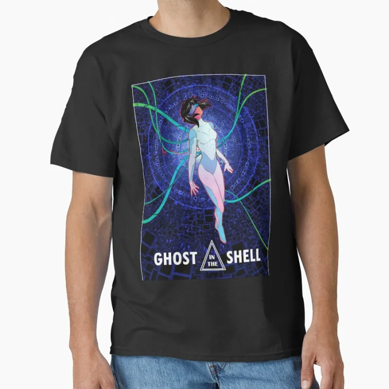

Japan Cyberpunk Manga Ghost In The Shell #0723 sci fi Cyber girl Dystopian Style Anime Gift T shirt for men Large size Tops