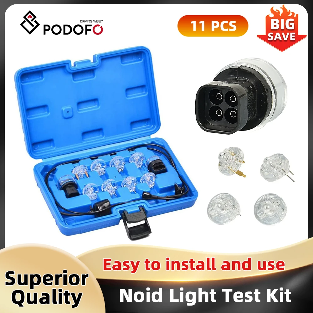 Podofo 11PCs Noid Light Test Kit strumento Tester iniettore carburante Noid Light Set Kit Tester iniettore carburante luce carburante per GM Ford Geo