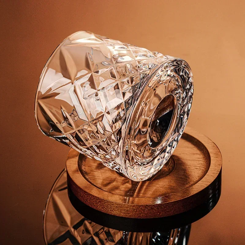 2 Vasos de Whisky de Cristal de 280 ml con Base, Vasos Giratorios para Whisky, Vino y Brandy, para Bar y Hogar