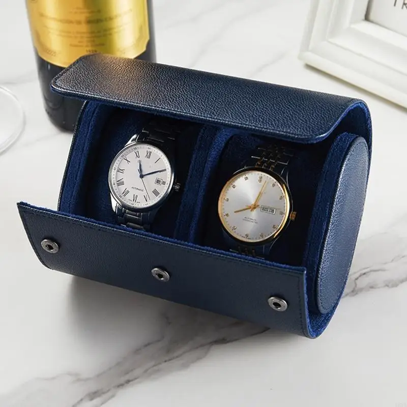 Y88A Blue Portable Watch Box High-grade Leather Watch Storage Box Dust-proof and Anti-fall Multi-function Watch