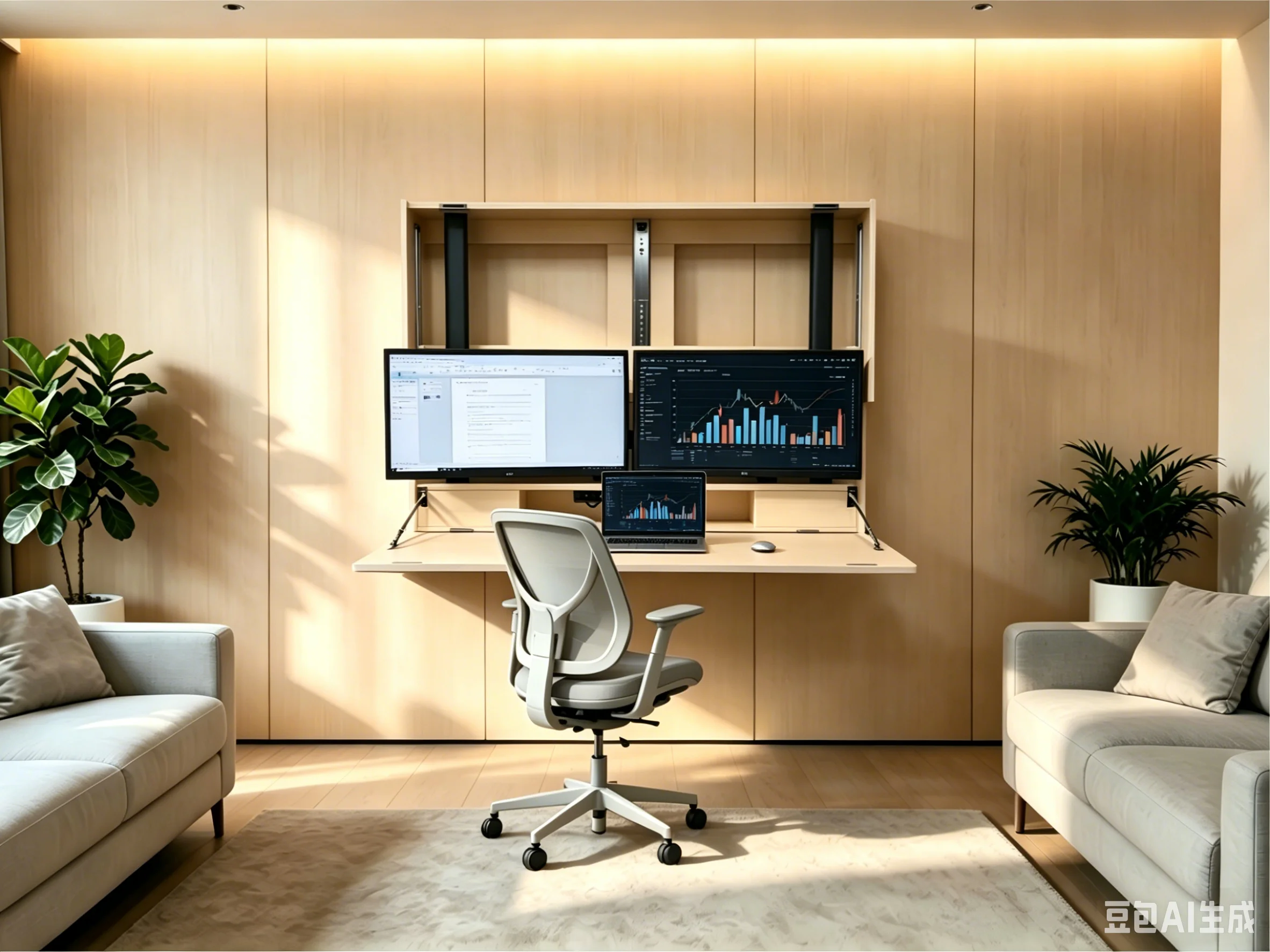 Sit-Stand Murphy Desk Fit Two 27in Extra Wide Wall Mount Workstation Space Saving Home Office Electric Dual MonitorsFold Out OEM