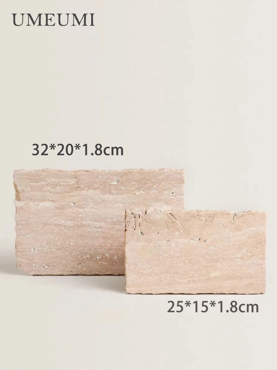 Rectangular natural stone travertine tray home decoration desktop storage bathroom storage tray decorative ornaments