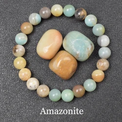Amazonite Natural Stone Beads Bracelet Colorful Real Amazon Stone Bracelet Women Men Crystal Blue Green Amazonite 6/8 mm Jewelry