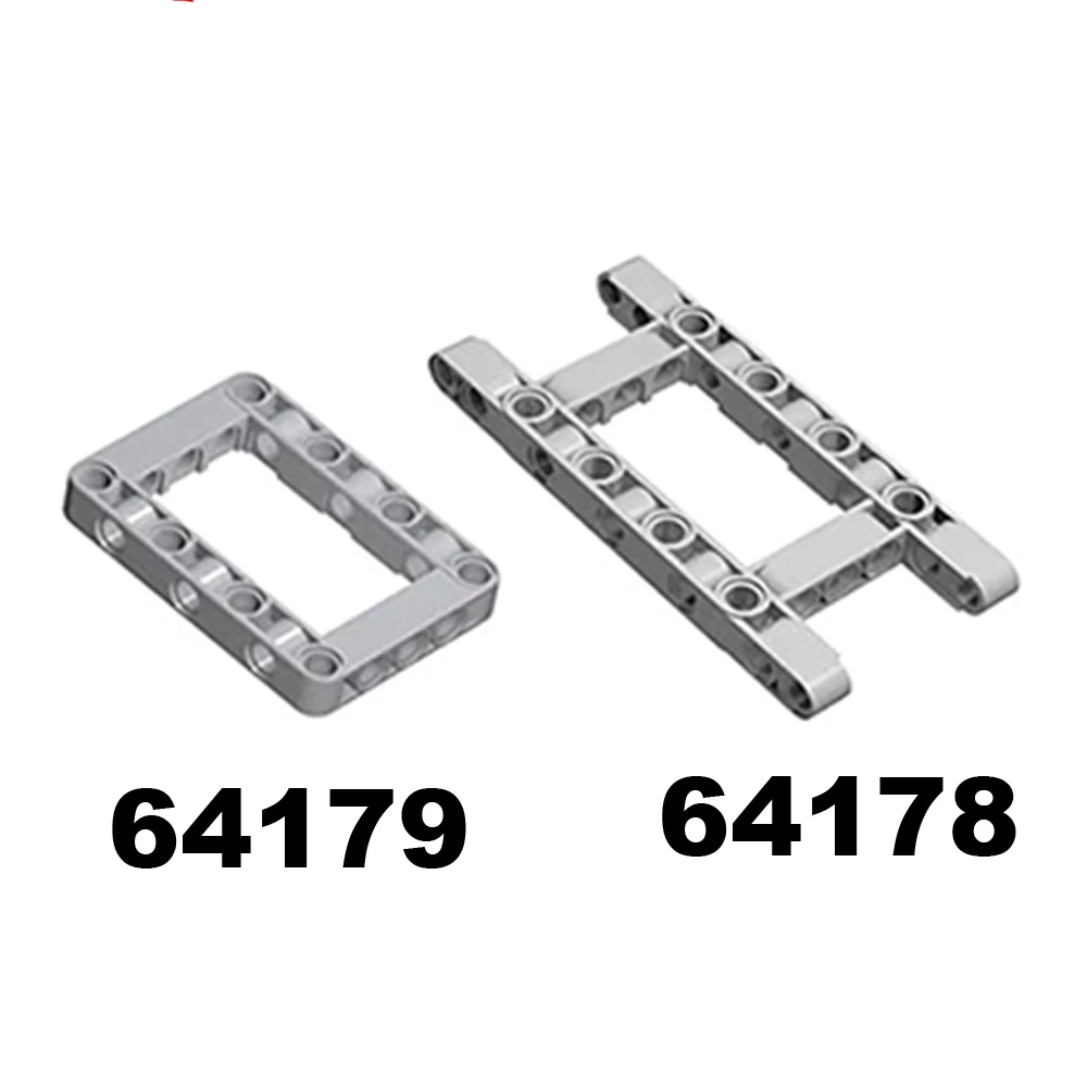 H-Frame Hole Arm Ring 64178 11x5 Holes H-Beam + 64179 5x7 Holes Arm Ring Compatible legoeds MOC Building Blocks Light Gray