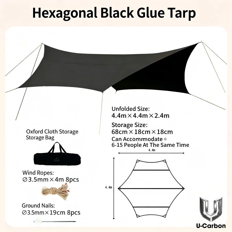 Adjustable Carbon Fiber Tent Pole for Large Camping Shelter and Sunshade Tarp Support
