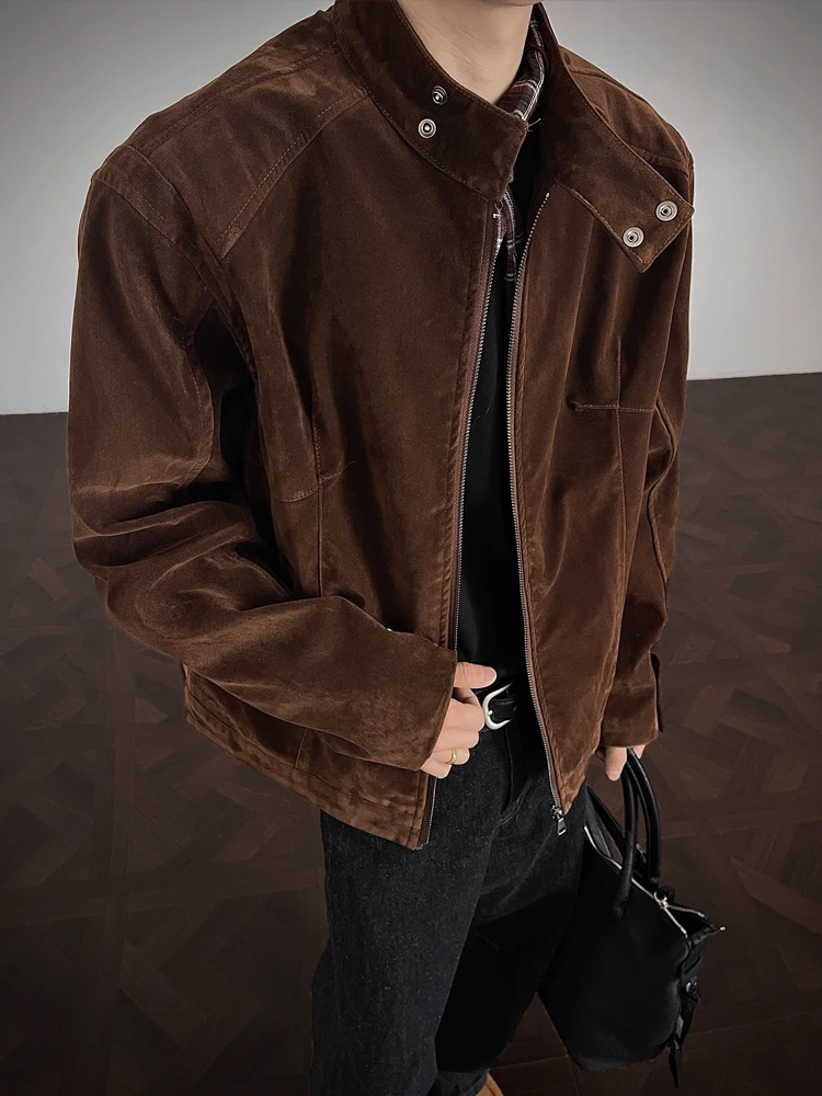 Cleanfit Brown Motorcycle Jaet Мужской бейсбольный жилет ort Sle Осенняя винтажная американская рабочая одежда для пар Верхняя одежда
